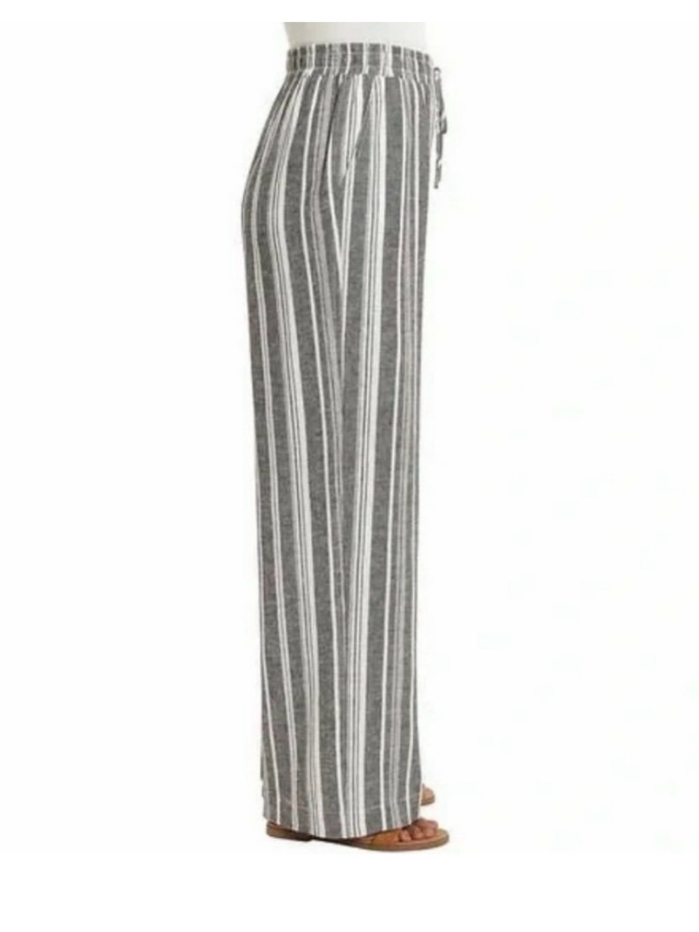 Briggs New York Gray and White Vertical-Stripe Wide-Leg Pants - Picture 2 of 3